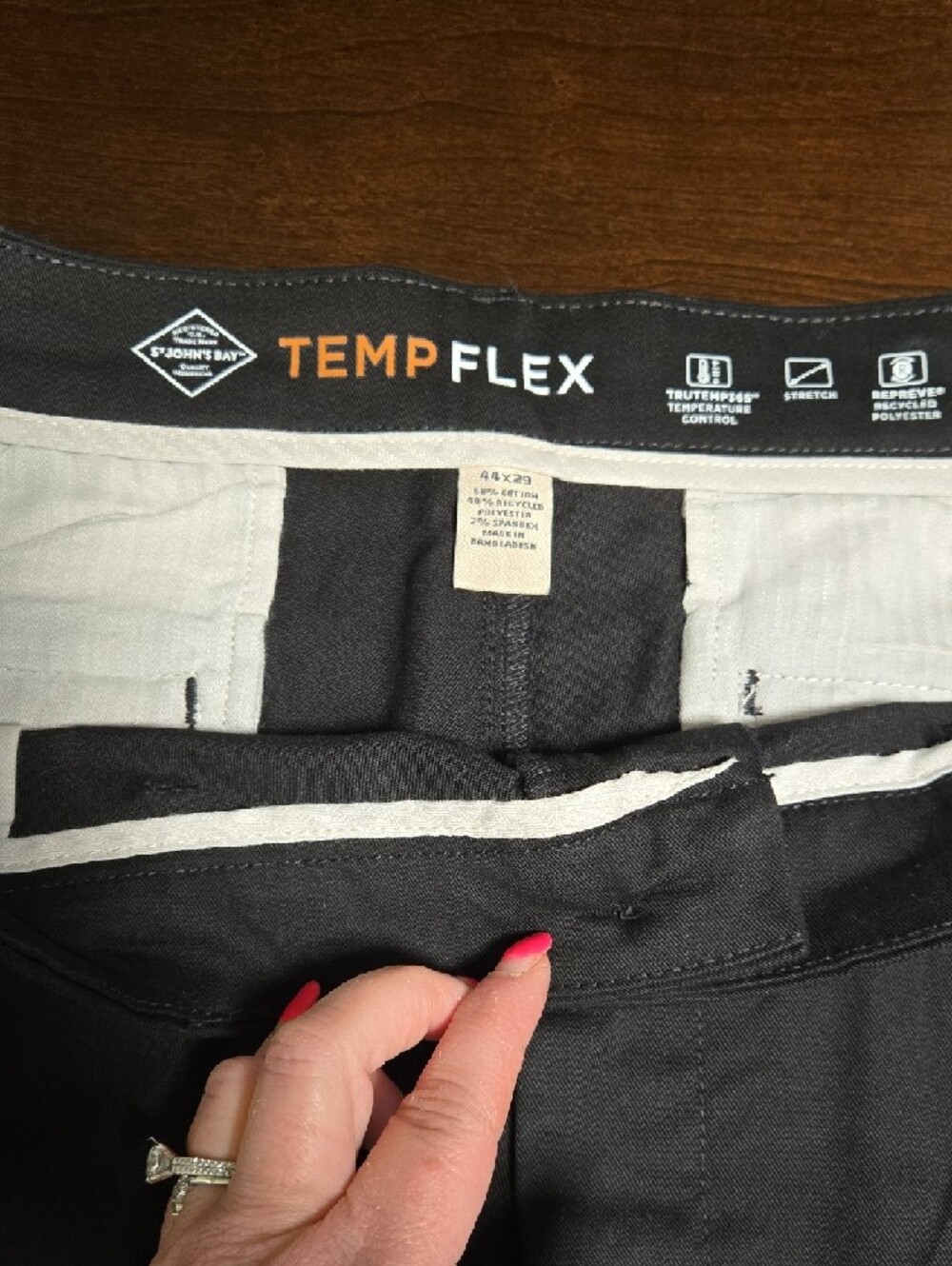 St. John's Bay Black TempFlex Men's Chinos - Picture 2 of 4